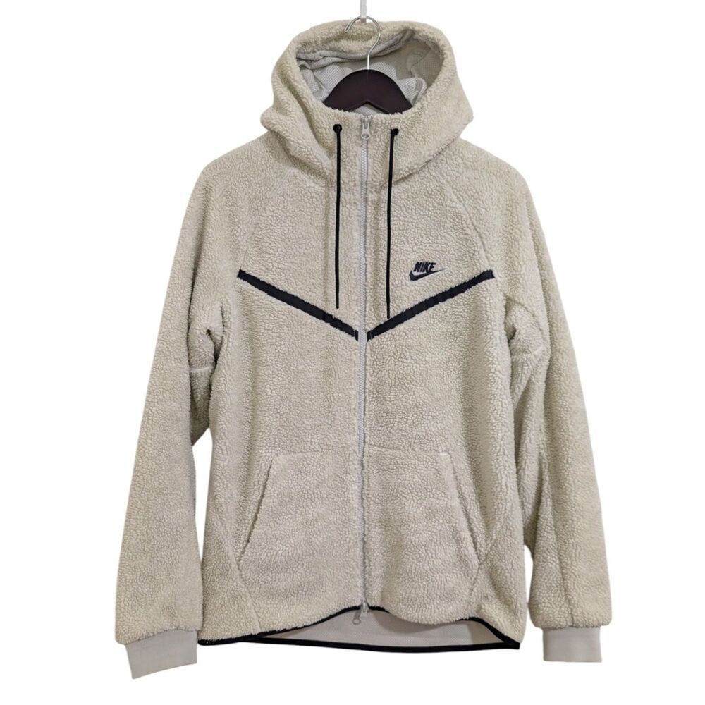 Nike Tech Fleece Sherpa Windrunner Hoodie Light Bone AQ2767-072 Medium